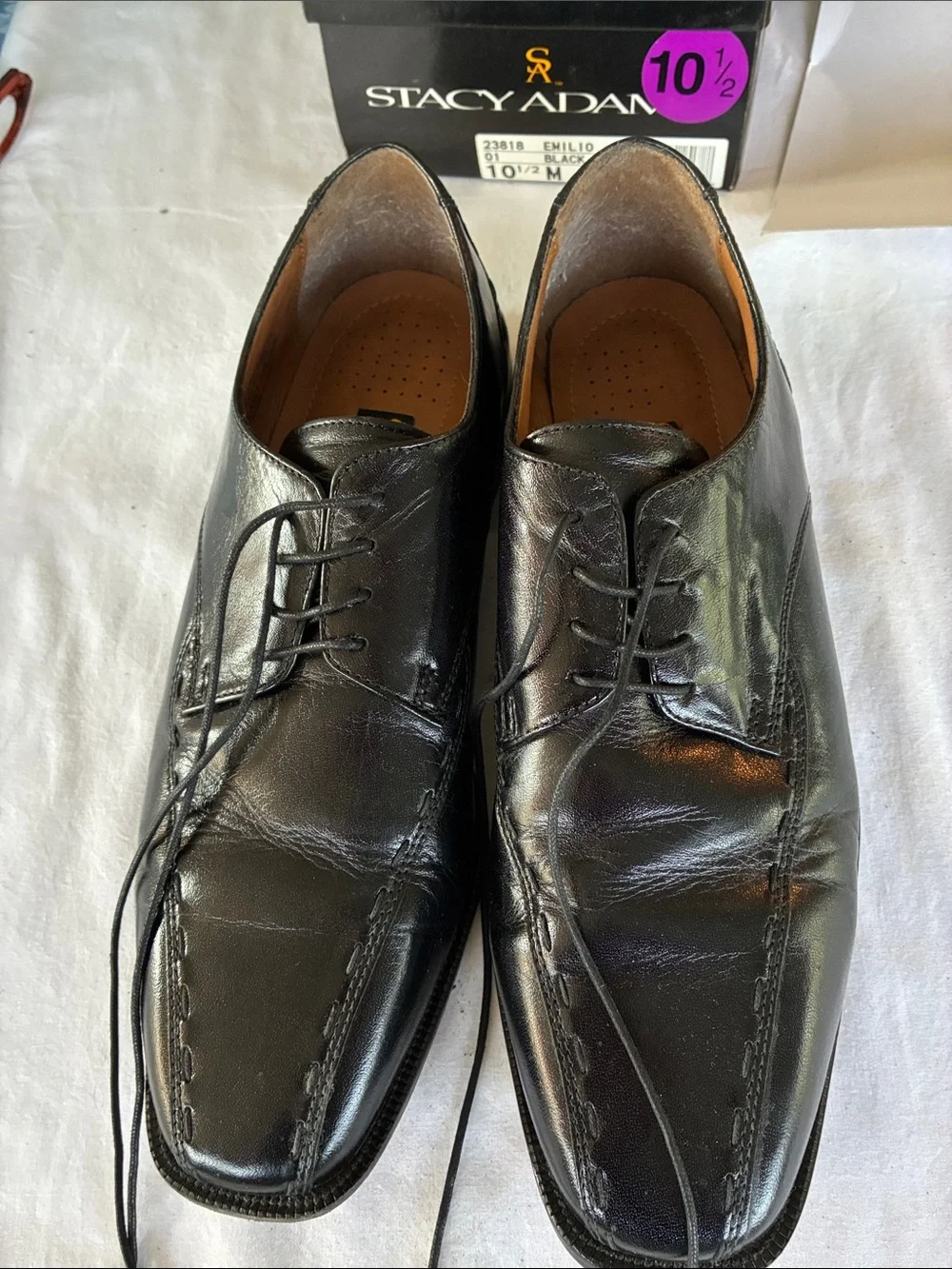 Stacy Adams Black Leather Lace-Up Derbys